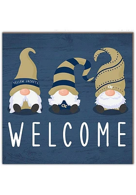 GA Tech Yellow Jackets Welcome Gnomes Sign - Blue