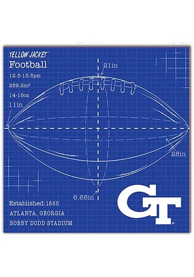 GA Tech Yellow Jackets Ball Blueprint Sign - Blue