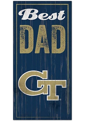 GA Tech Yellow Jackets Best Dad Sign - Blue