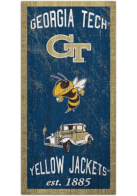 GA Tech Yellow Jackets Heritage 6x12 Sign - Blue