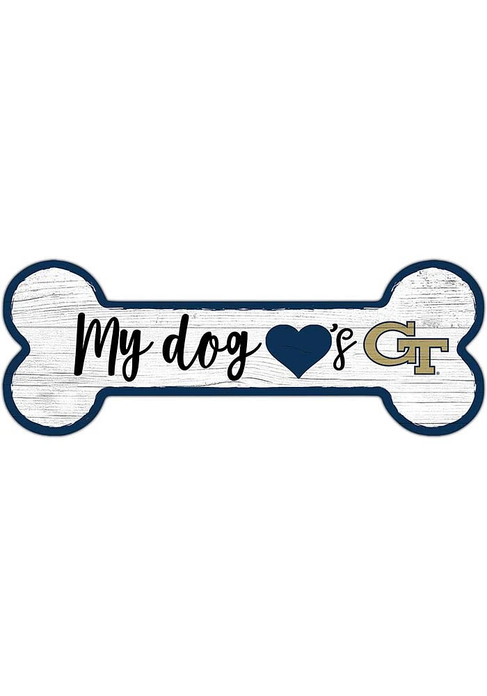 GA Tech Yellow Jackets Dog Bone 6x12 Sign - Blue
