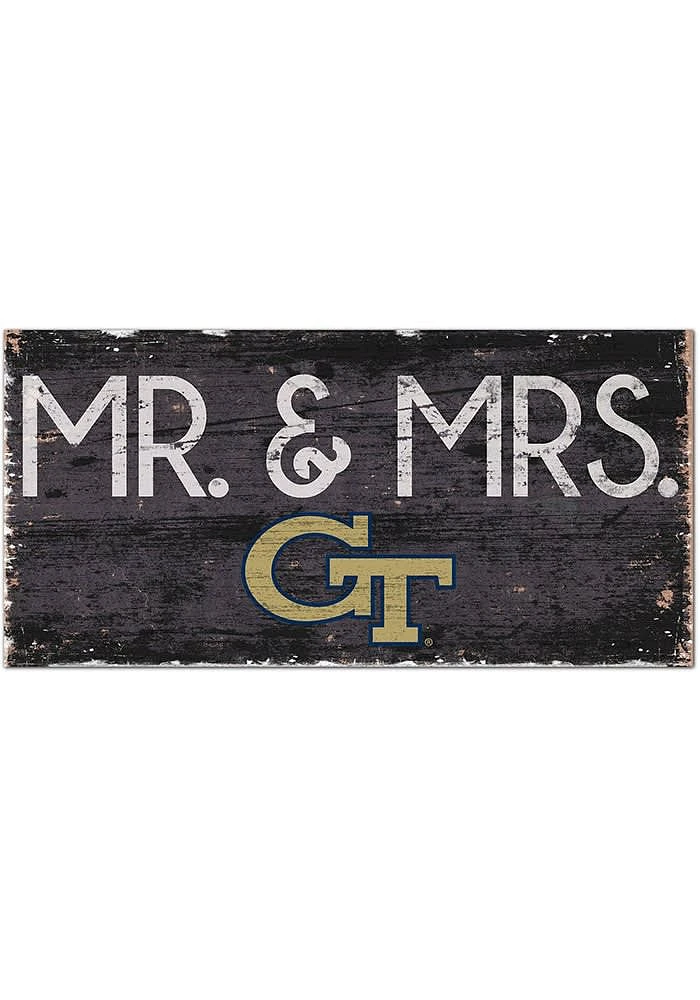 GA Tech Yellow Jackets Mr and Mrs Sign - Blue