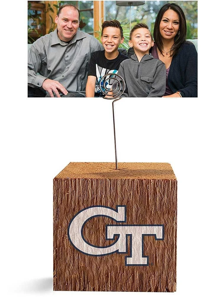GA Tech Yellow Jackets Block Spiral Photo Holder Blue Desk Accessory