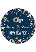 GA Tech Yellow Jackets Merry Christmas and New Year Circle Sign - Blue