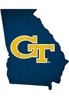 GA Tech Yellow Jackets State Cutout Sign - Blue