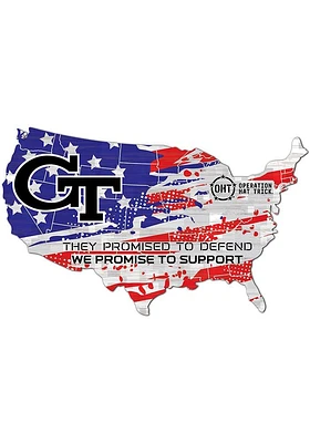 GA Tech Yellow Jackets OHT USA Shape Cutout Sign - Blue