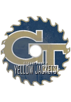 GA Tech Yellow Jackets Rust Circular Saw Sign - Blue