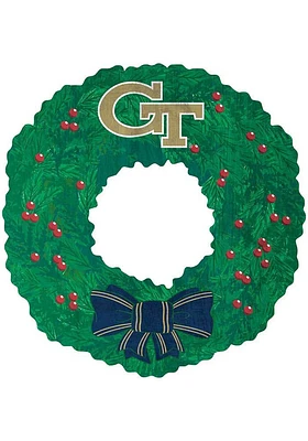 GA Tech Yellow Jackets Team Wreath 16 Inch Sign - Blue
