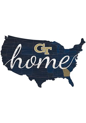 GA Tech Yellow Jackets USA Shape Cutout Sign - Blue