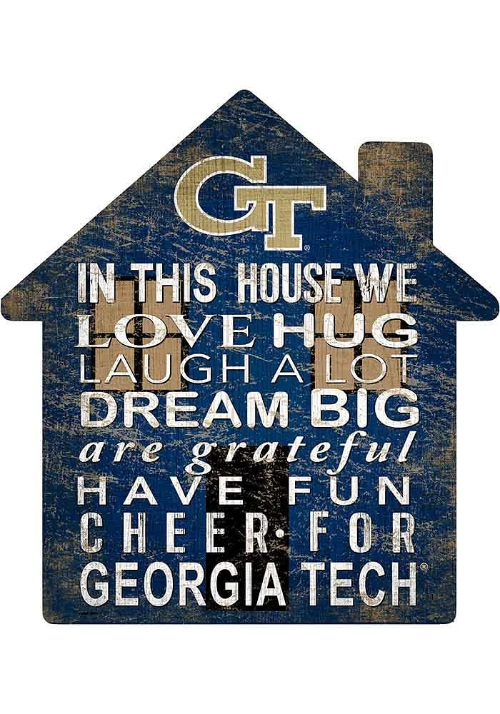 GA Tech Yellow Jackets 12 inch House Sign - Blue