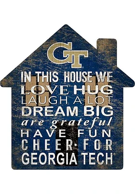 GA Tech Yellow Jackets 12 inch House Sign - Blue