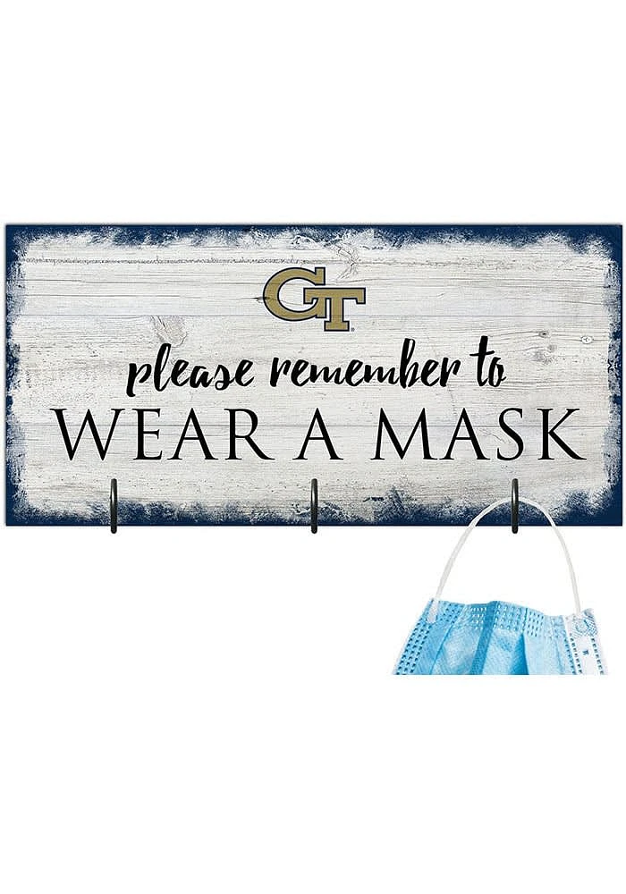 GA Tech Yellow Jackets Please Wear Your Mask Sign - Blue