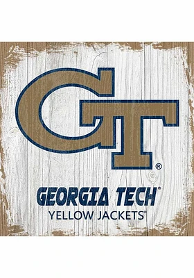 GA Tech Yellow Jackets Logo Block Sign - Blue