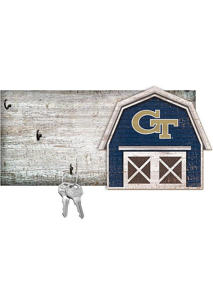 GA Tech Yellow Jackets Team Barn Key Holder Sign - Blue