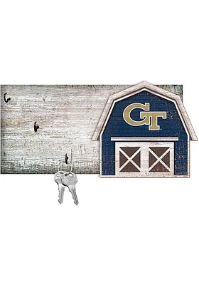 GA Tech Yellow Jackets Team Barn Key Holder Sign - Blue