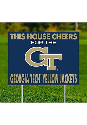 GA Tech Yellow Jackets This House Cheers For Yard Sign - Blue