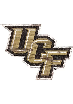 UCF Knights Distressed Logo Cutout Sign - Black