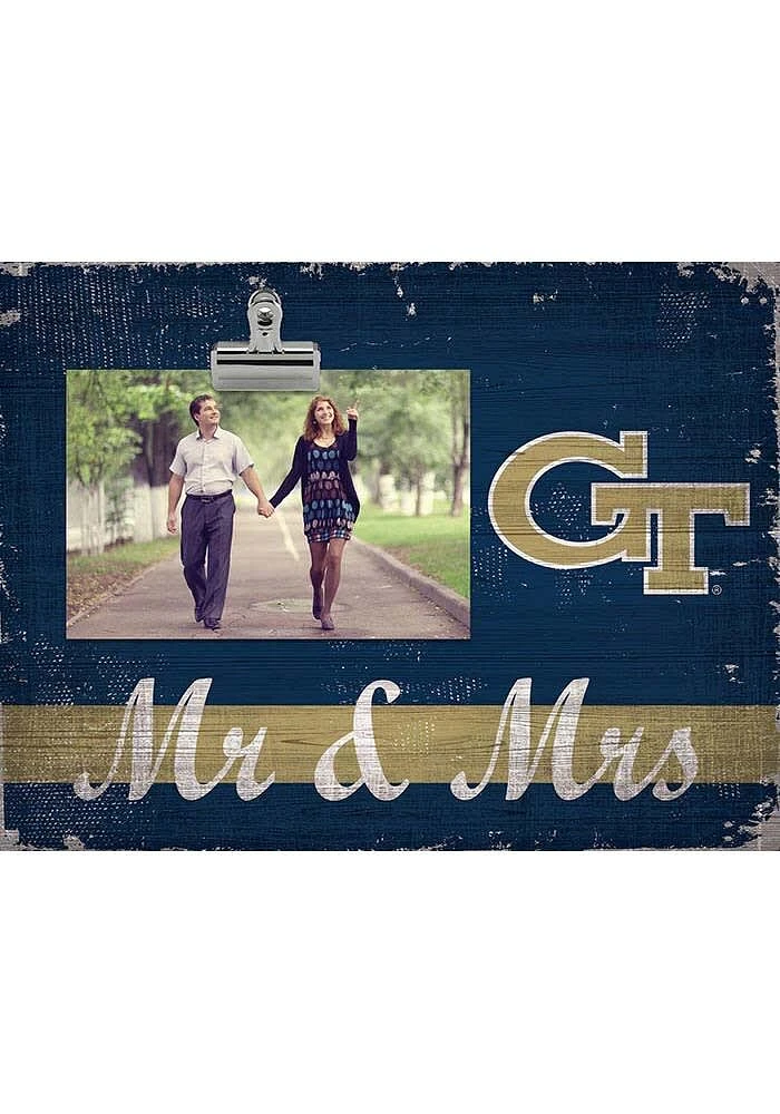 GA Tech Yellow Jackets Mr and Mrs Clip Picture Frame - Blue