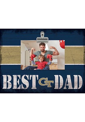 GA Tech Yellow Jackets Best Dad Striped Clip Picture Frame - Blue