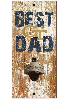 GA Tech Yellow Jackets Best Dad Bottle Opener Sign - Blue