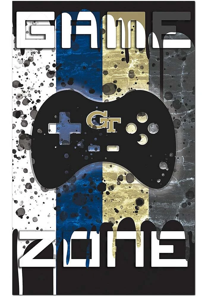 GA Tech Yellow Jackets Grunge Game Zone Sign - Blue