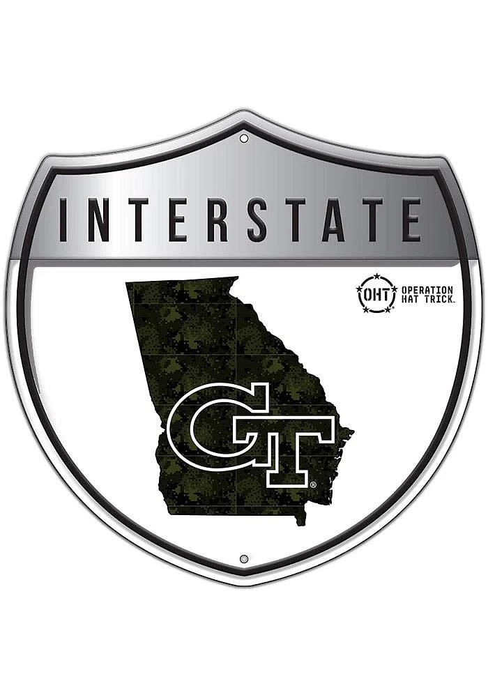 GA Tech Yellow Jackets 24in OHT Camo Interstate Sign - Blue