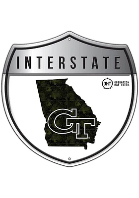 GA Tech Yellow Jackets 24in OHT Camo Interstate Sign - Blue