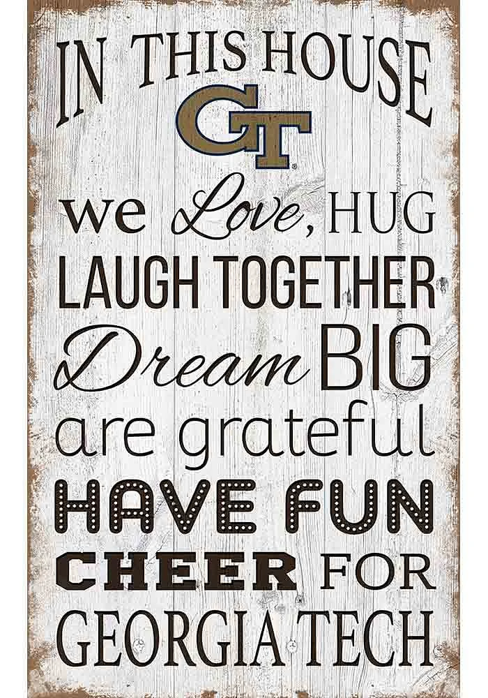 GA Tech Yellow Jackets In This House 11x19 Sign - Blue