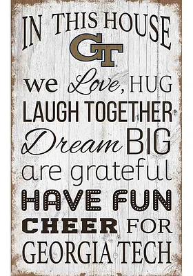 GA Tech Yellow Jackets In This House 11x19 Sign - Blue