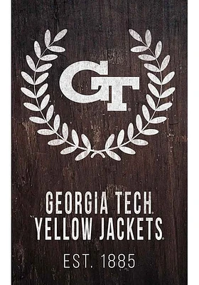 GA Tech Yellow Jackets Laurel Wreath Sign - Blue