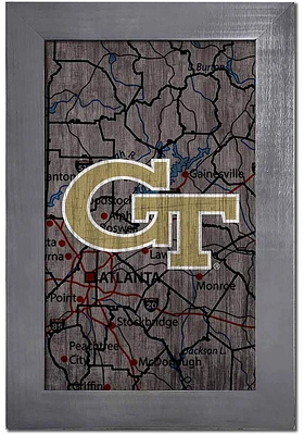 GA Tech Yellow Jackets City Map Sign - Blue