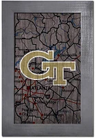 GA Tech Yellow Jackets City Map Sign - Blue