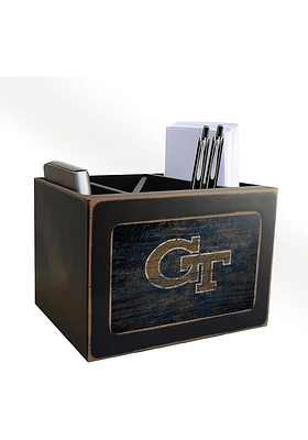 GA Tech Yellow Jackets Distressed Desktop Organizer Desk Accessory