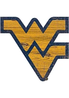 West Virginia Mountaineers Distressed Logo Cutout Sign - Gold