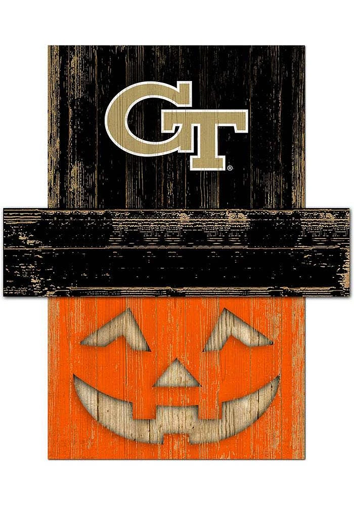 GA Tech Yellow Jackets Pumpkin Head Sign - Blue