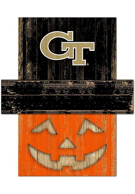 GA Tech Yellow Jackets Pumpkin Head Sign - Blue