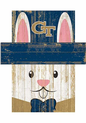 GA Tech Yellow Jackets Easter Bunny Head Sign - Blue