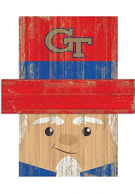 GA Tech Yellow Jackets Patriotic Head Sign - Blue
