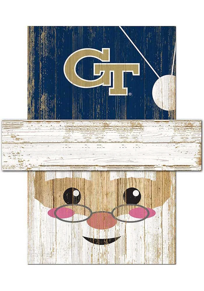 GA Tech Yellow Jackets Santa Head Sign - Blue