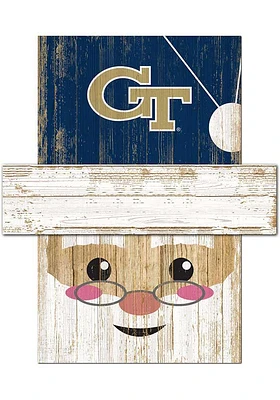 GA Tech Yellow Jackets Santa Head Sign - Blue
