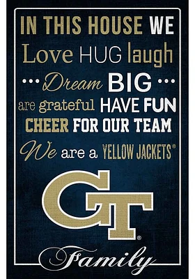 GA Tech Yellow Jackets In This House 17x26 Sign - Blue
