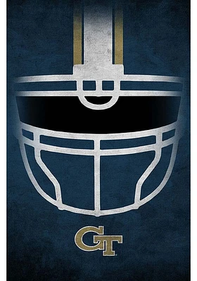 GA Tech Yellow Jackets Ghost Helmet 17x26 Sign - Blue