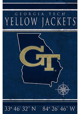 GA Tech Yellow Jackets Coordinates 17x26 Sign - Blue