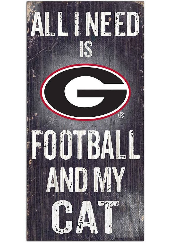 Georgia Bulldogs Football and My Cat Sign - Red