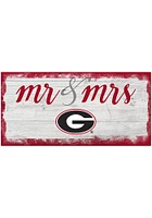 Georgia Bulldogs Script Mr and Mrs Sign - Red