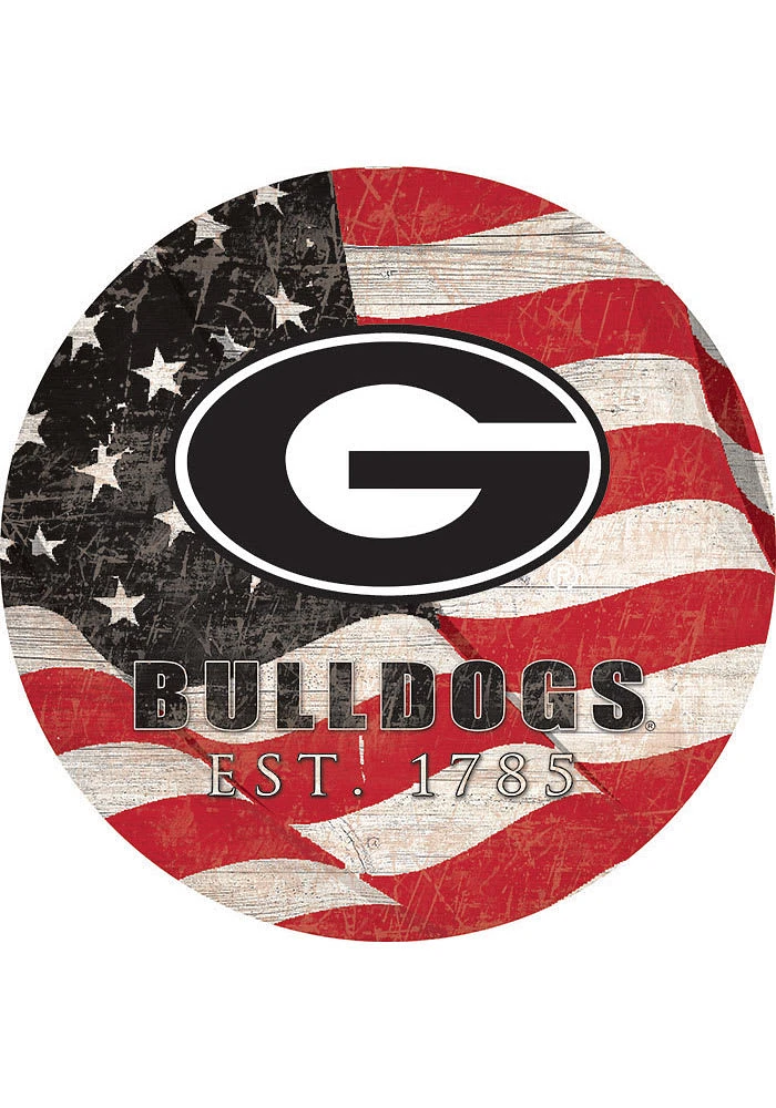 Georgia Bulldogs 24in Flag Circle Sign - Red