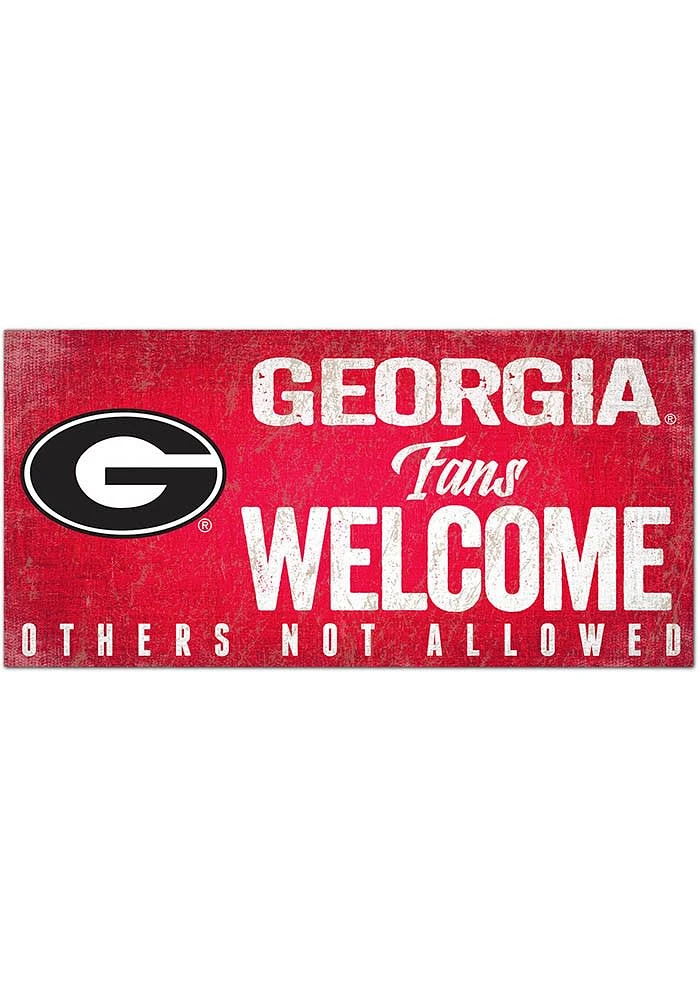 Georgia Bulldogs Fans Welcome 6x12 Sign - Red