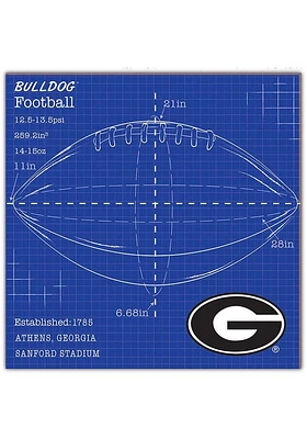 Georgia Bulldogs Ball Blueprint Sign - Red