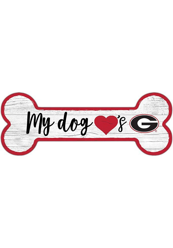 Georgia Bulldogs Dog Bone 6x12 Sign - Red