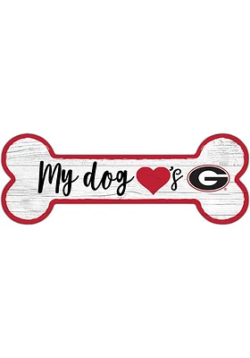 Georgia Bulldogs Dog Bone 6x12 Sign - Red